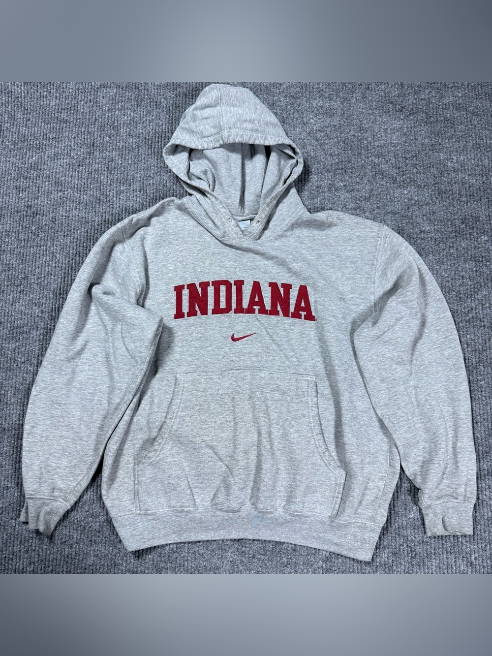 Vtg Indiana Hoosiers Nike Sweatshirt Mens L Gray 90s Center Swoosh Spell Out